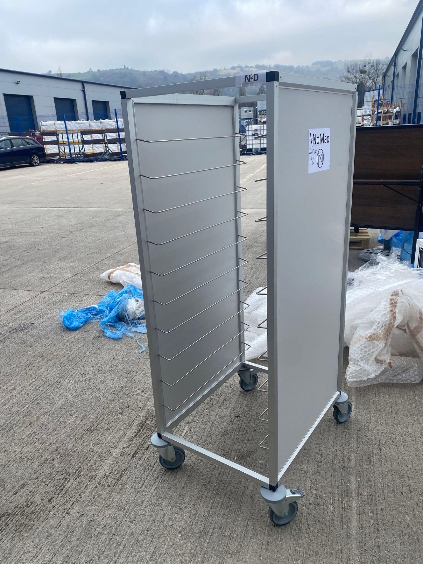 Mobile Rack Stand Unit 10 Tray Slide Slots 60 x 75 x 163cm