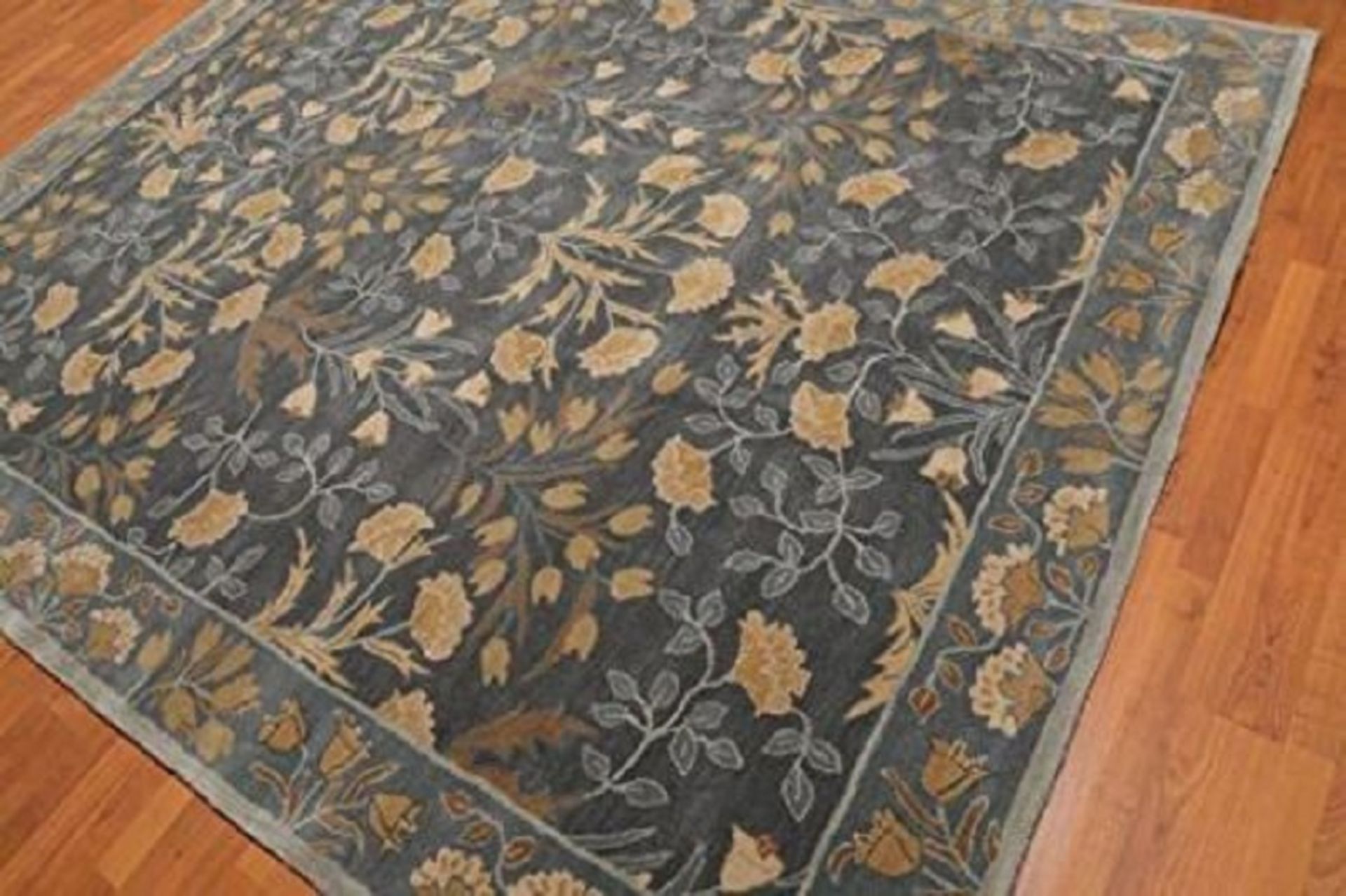 Nain Floral Ziegler Blue Area Rug Hand Tufted High Quality Wool Made Of 100% Wool Pile Ziegler