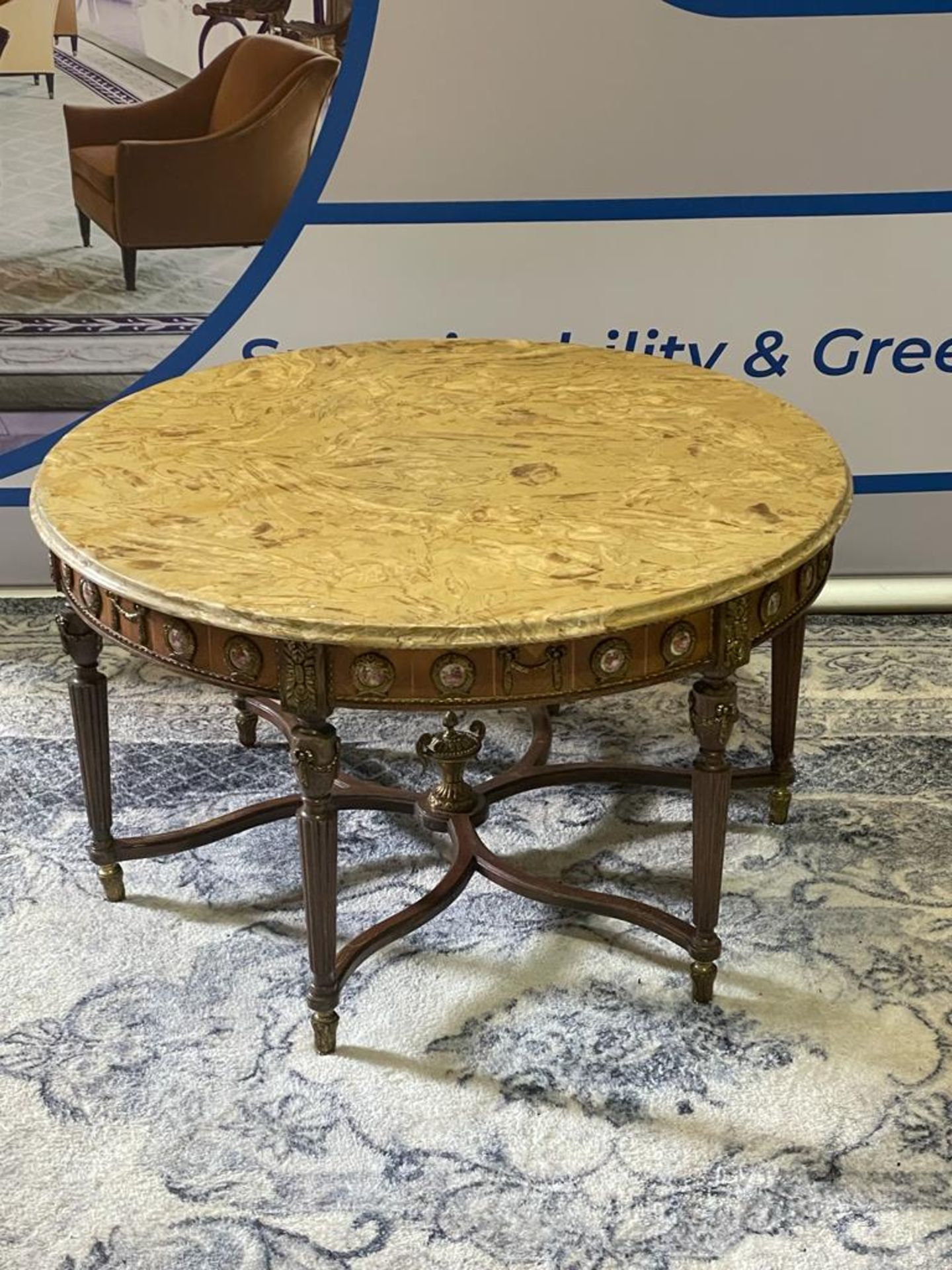 Cabinet Makers: H.& L. Epstein, London French Coffee Table With Cream Marble Top The Frieze