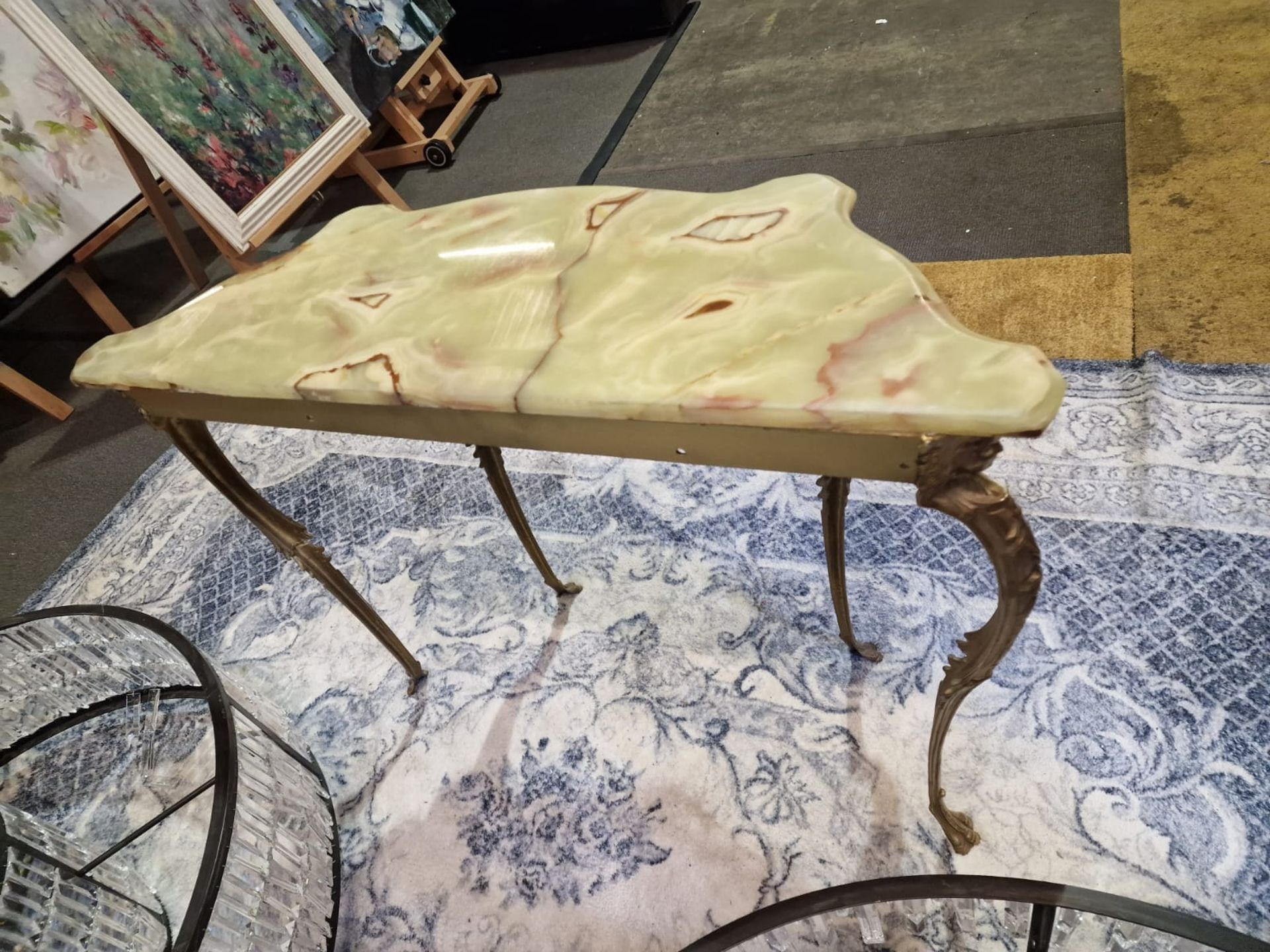 F.lli. Orsenigo Italy  Console Table The Shaped Marble Onyx Top Mounted Above A Richly Decorated - Image 7 of 8