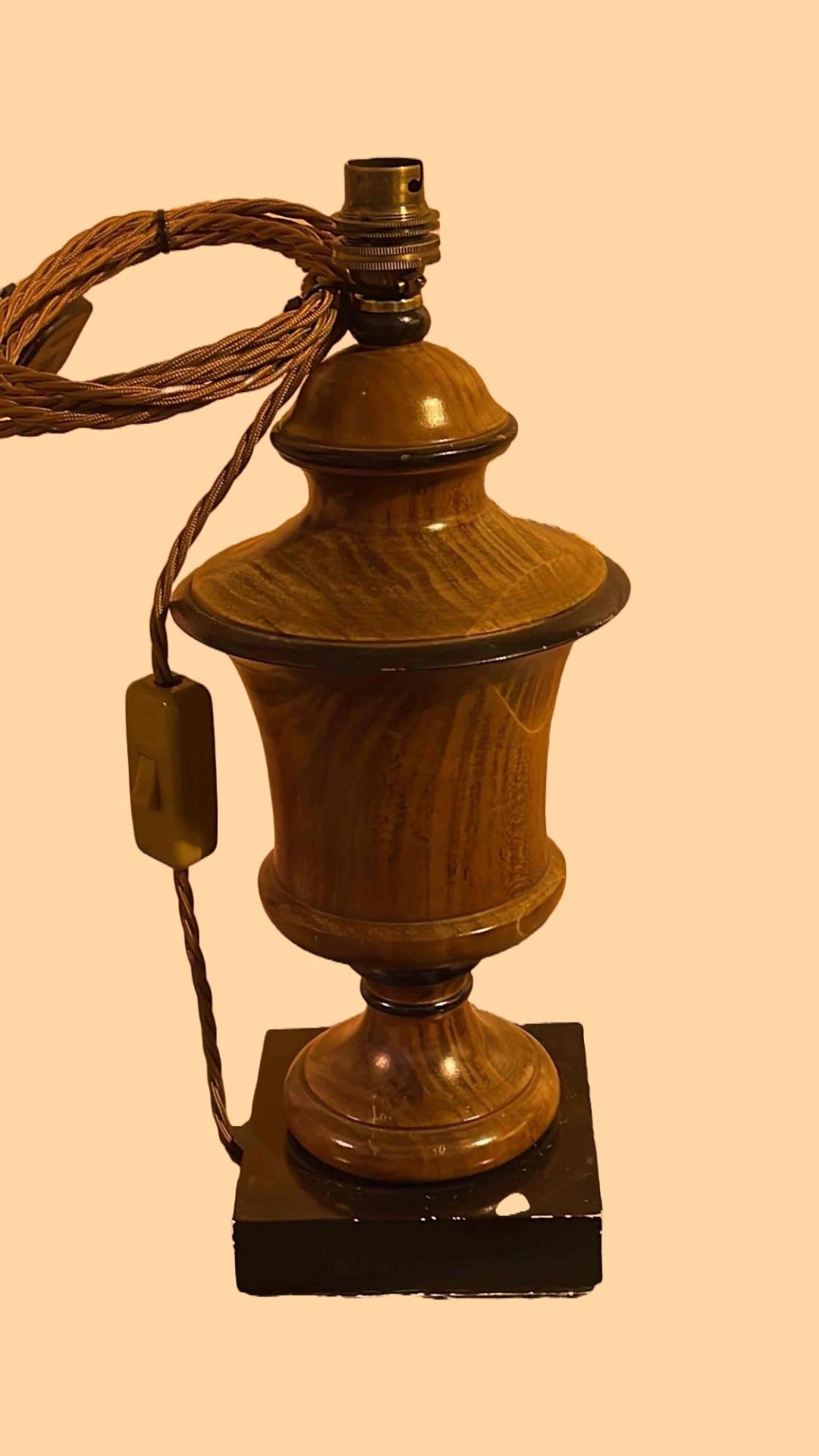 A Pair Of Wooden Urn Shaped Table Lamps Classic Adam Style On Plinth 36cm