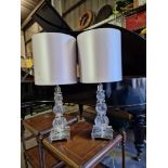 A Pair Of Laudarte Leo Mirai Collection Crystal Table Lamp With Shade 68cm Tall With Shade