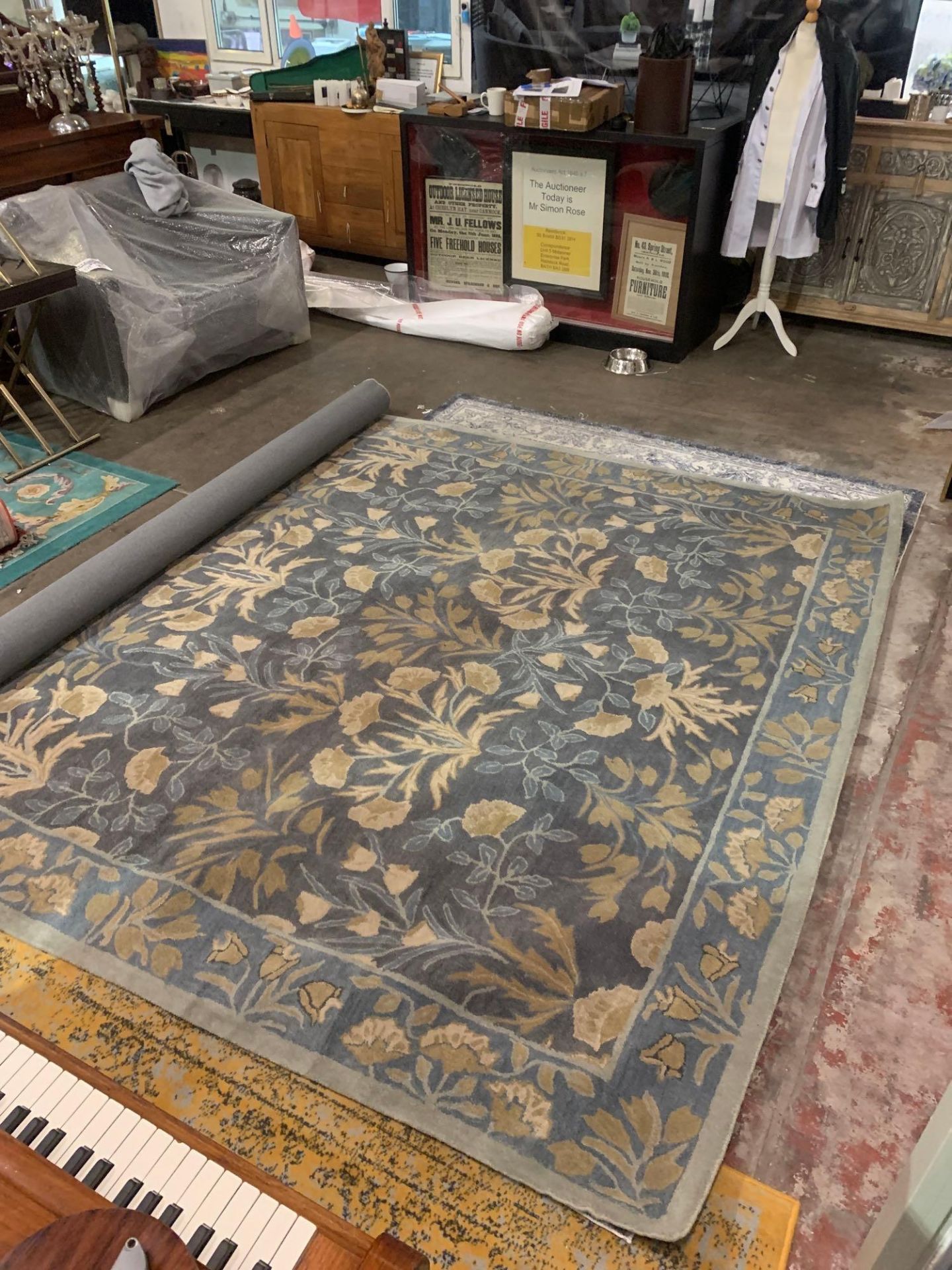 Nain Floral Ziegler Blue Area Rug Hand Tufted High Quality Wool Made Of 100% Wool Pile Ziegler - Image 2 of 8