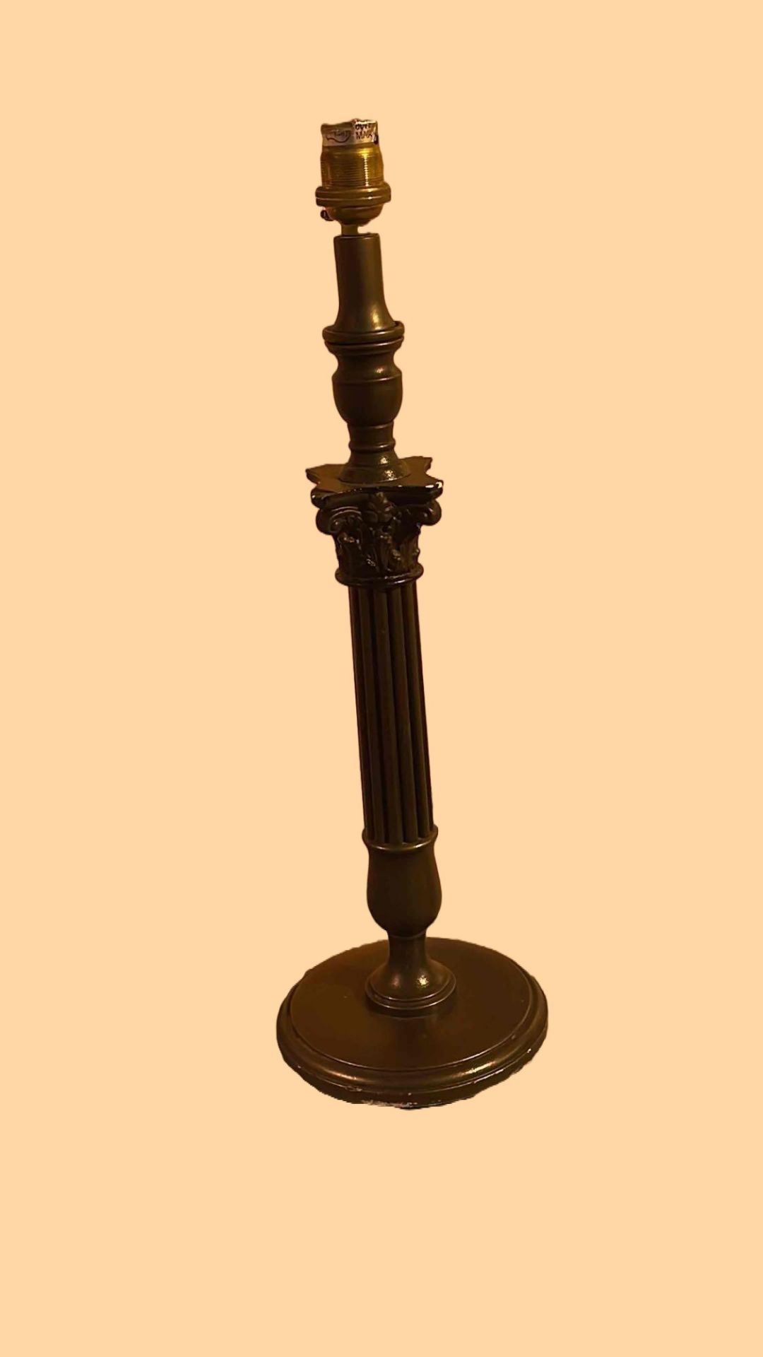A Pair Of Carved And Turned Wooden Corinthian Column Style Table Lamps 45cm