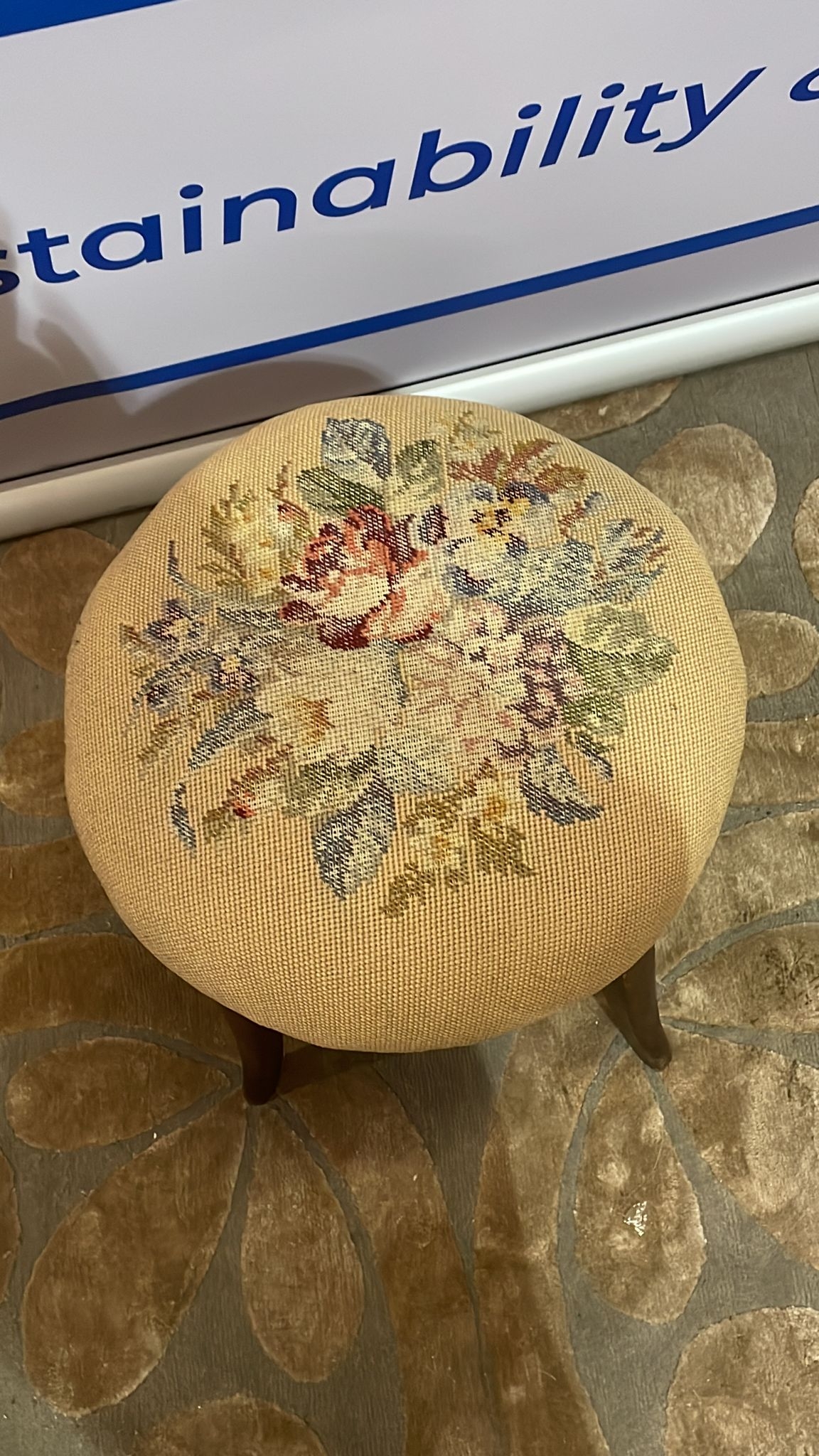 A Milk Maid Stool Finely Upholstered With A Floral Print Pad Seat 36 x 45cm - Image 2 of 2