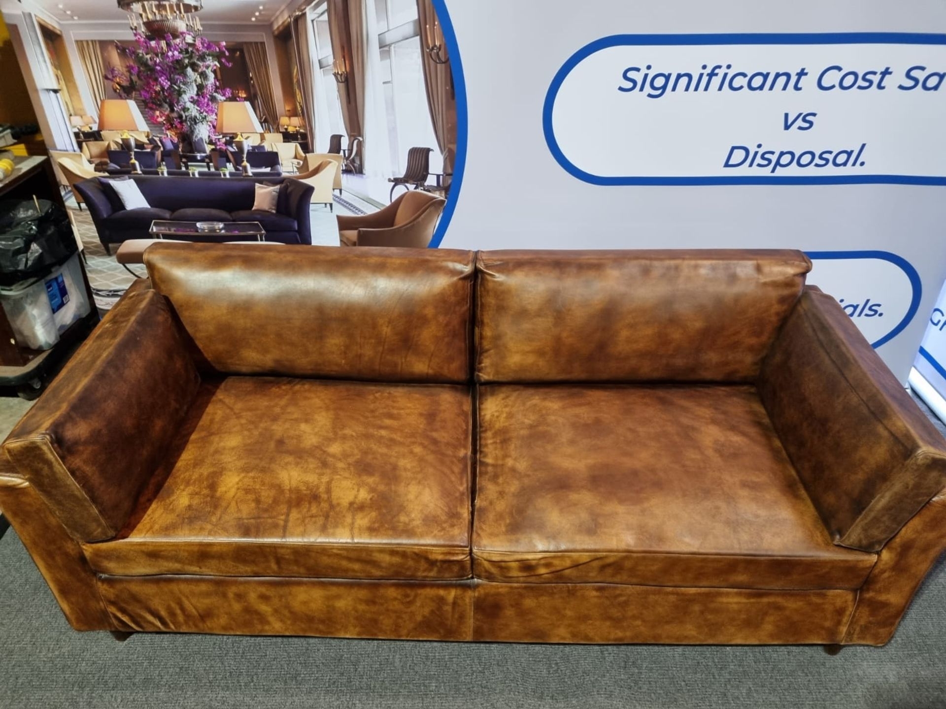 *** Brand New *** Colorado Leather Sofa In Antique Whisky Top Grain Leather Packed With - Image 2 of 5