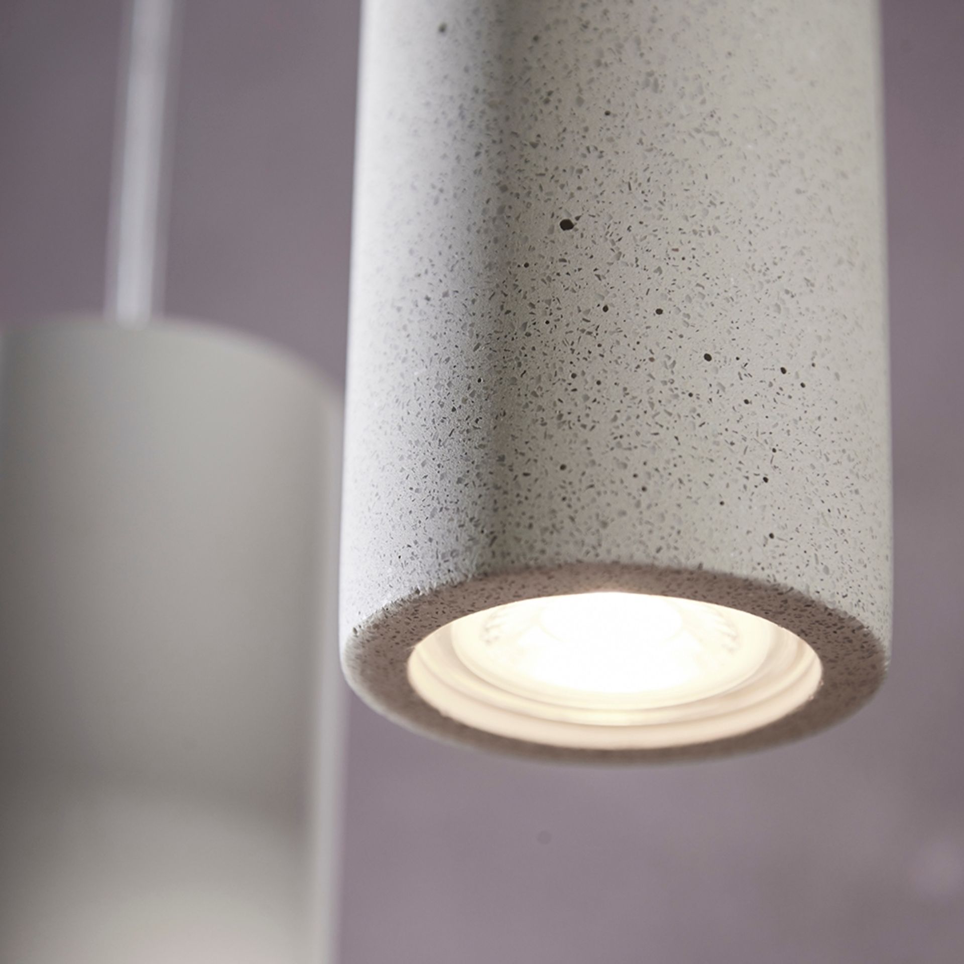 Endon Lighting Architectural inspired white sandstone concrete finish pendant, suspended from - Image 3 of 5