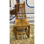 An Unusual Hand Carved Wooden Accent Chair With Hyde Seat Pad 46 x 46 x 105cm