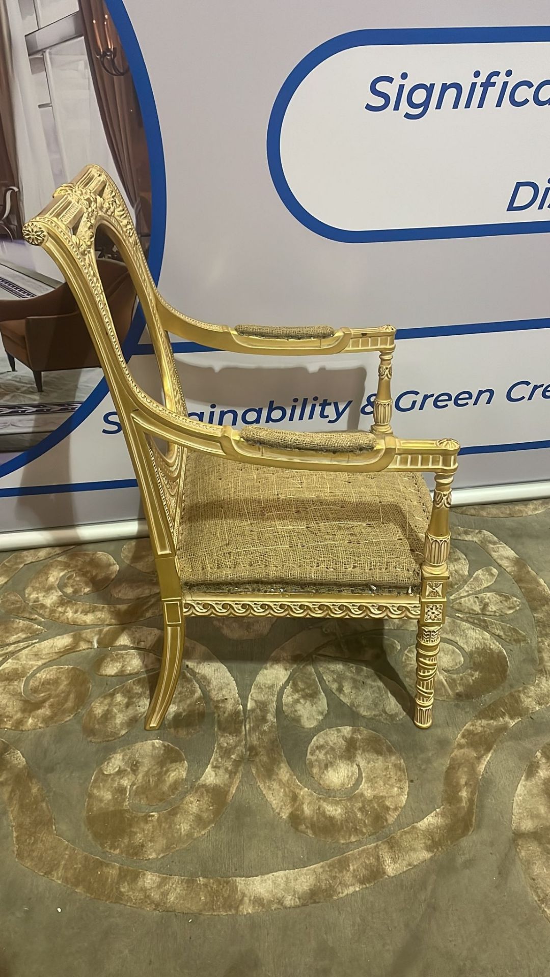 Gold Showood Armchair Frame Ornate Carving Ready For Upholstery Completion 55 x 62 x 102cm - Bild 3 aus 4