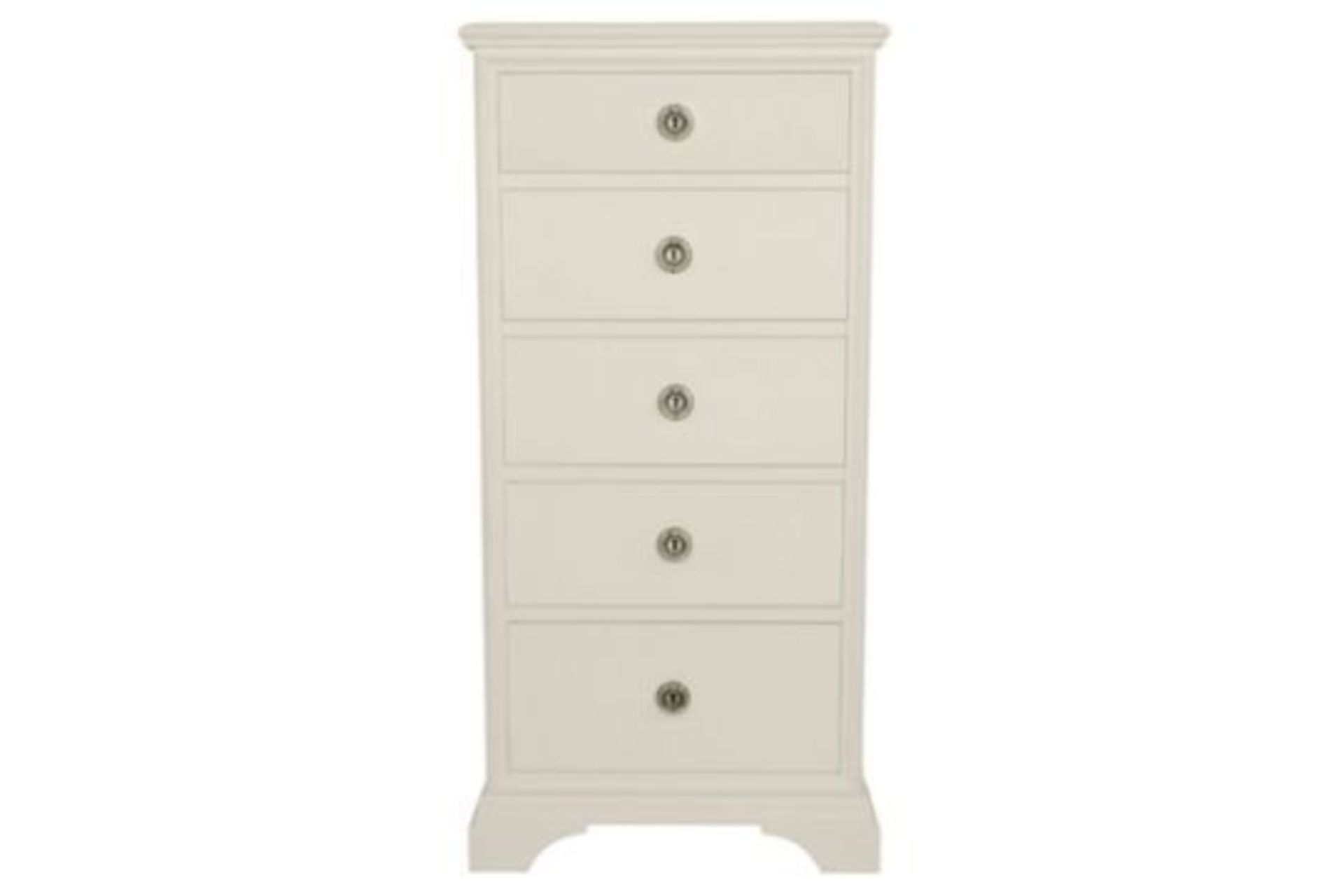 Laura Ashley Gabrielle White 5 Drawer Tall Chest Boasting Classic French Design With A Hand Brushed