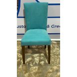 A Set Of 3 x Teal Upholstered Dining Chairs On Wenge Legs 45 x 46 x 88
