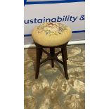 A Milk Maid Stool Finely Upholstered With A Floral Print Pad Seat 36 x 45cm