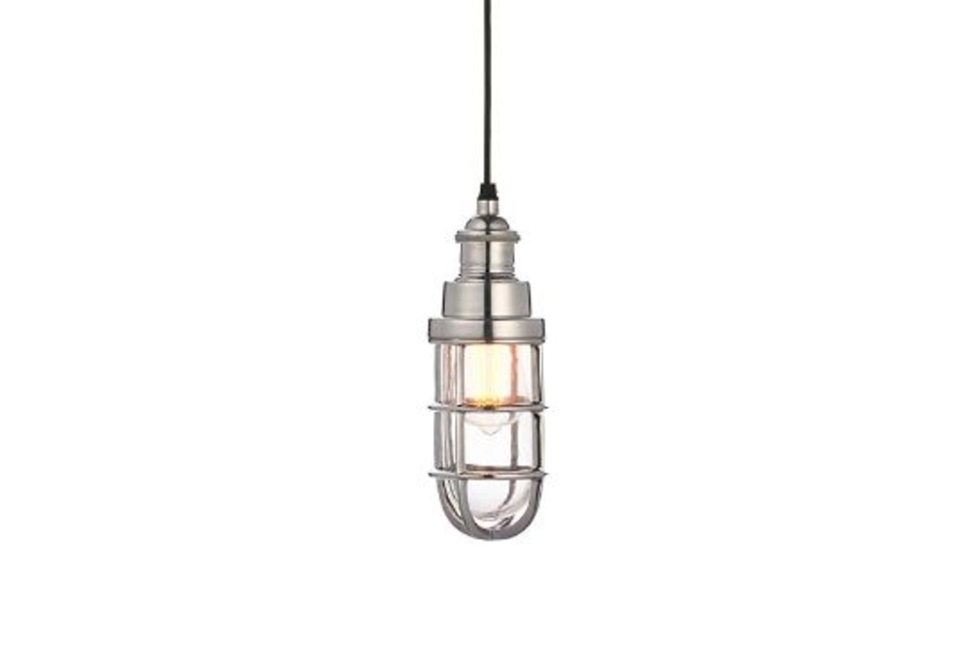 Endon Collection Elcot Polished Aluminium Clear Glass 1 Light Pendant Light 77275 Heavy Cast - Image 2 of 2