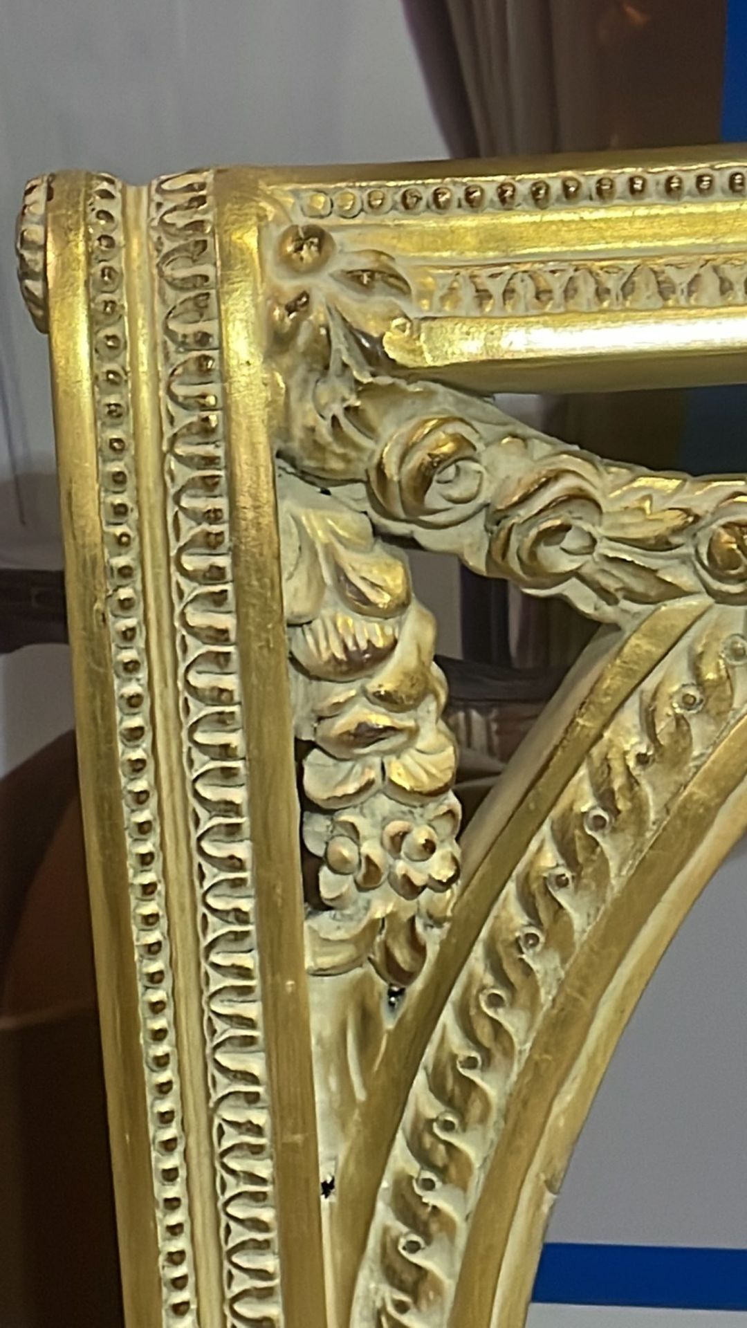 Gold Showood Armchair Frame Ornate Carving Ready For Upholstery Completion 55 x 62 x 102cm - Bild 2 aus 4