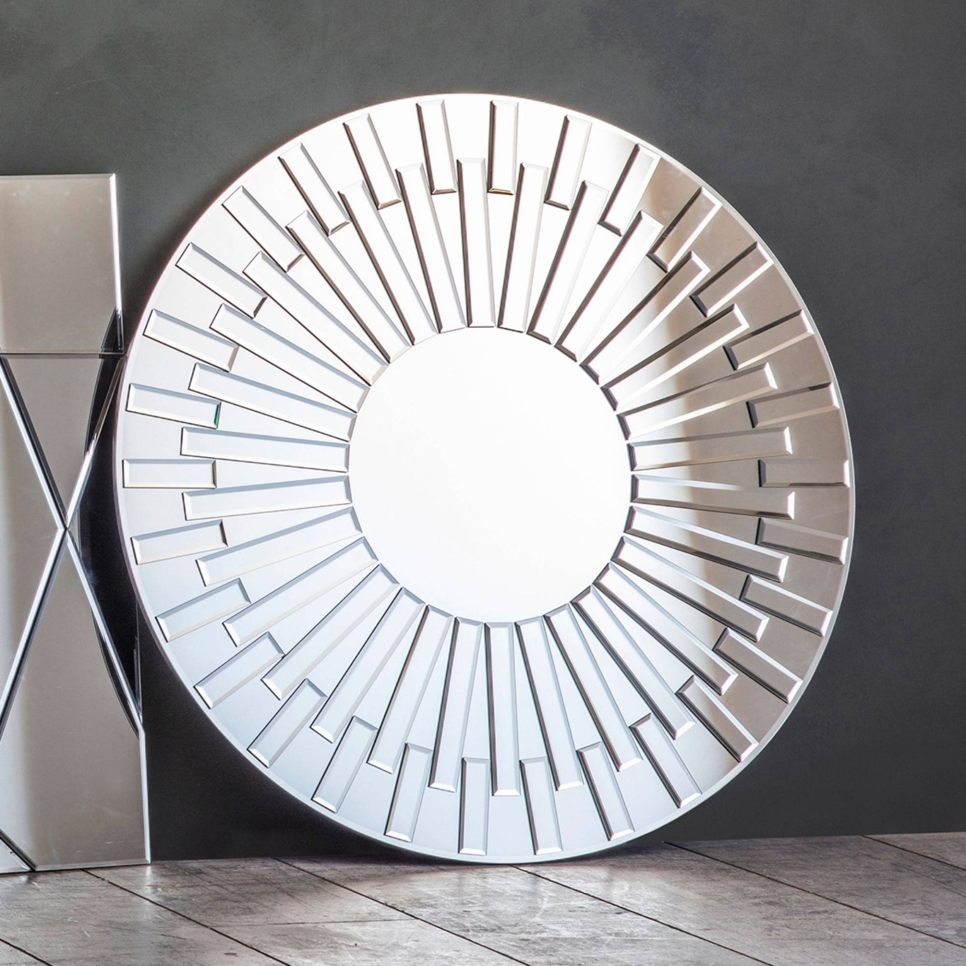 Seola Mirror A Contemporary Glass On Glass Starburst Style Round Mirror Complete Your Home And