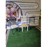 3 x Chairs Comprising Of 2 x Grey Bronte And 1 x Off White Hills Dining Chairs