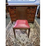 A Set Of 5 x Restaurant Leather Dining Chair Upholstered Red Leather Seat Pad on Solid Timber