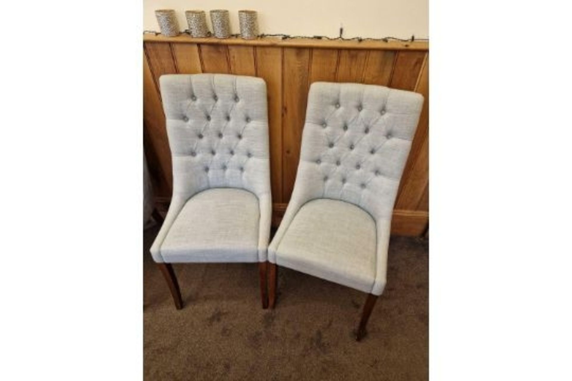 A Pair Of Bourne Furniture Sing Dining Chair Solid Timber Tufted Back Dining Chair Upholstered In