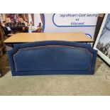 Large Blue Headboard Luxury Padded Upholstered With Red Piping And Pleated Edge 1850 x 760mm (H) (