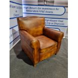 ***Brand New *** Cigar Lounge Chair Leather Antique Whisky Beautifully Hand Made From 100% Genuine