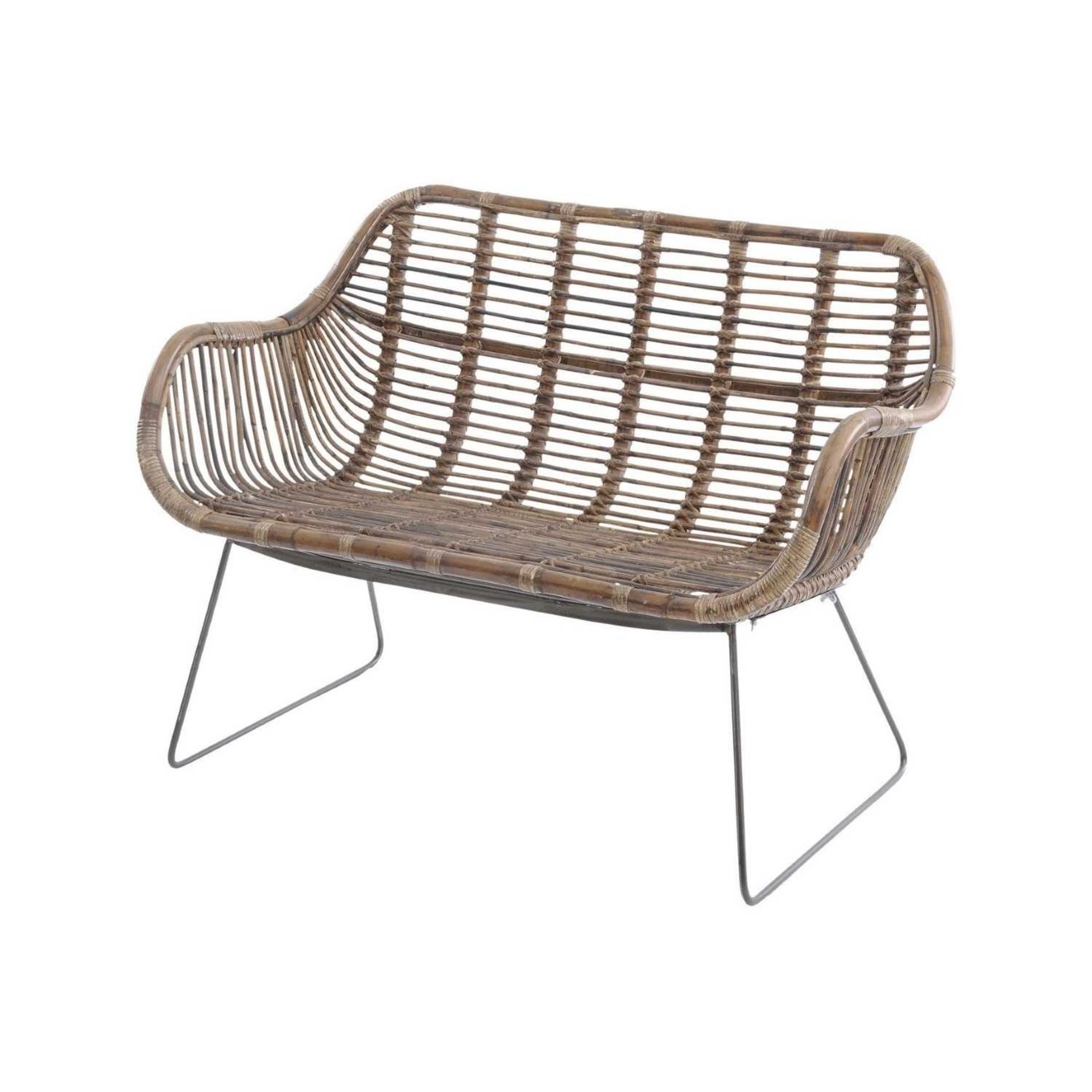 Toba Rattan Bench Contemporary crafted rattan bench with contrasting iron leg detail. This product