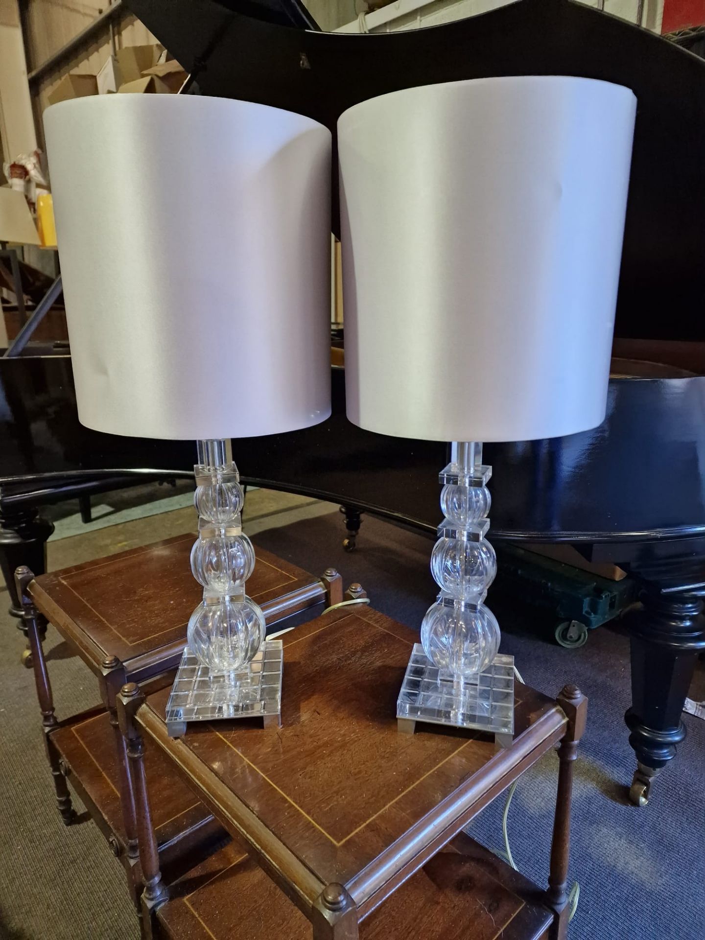 A pair of Laudarte Leo Mirai Collection Crystal table lamp with shade 68cm tall with shae - Bild 6 aus 6