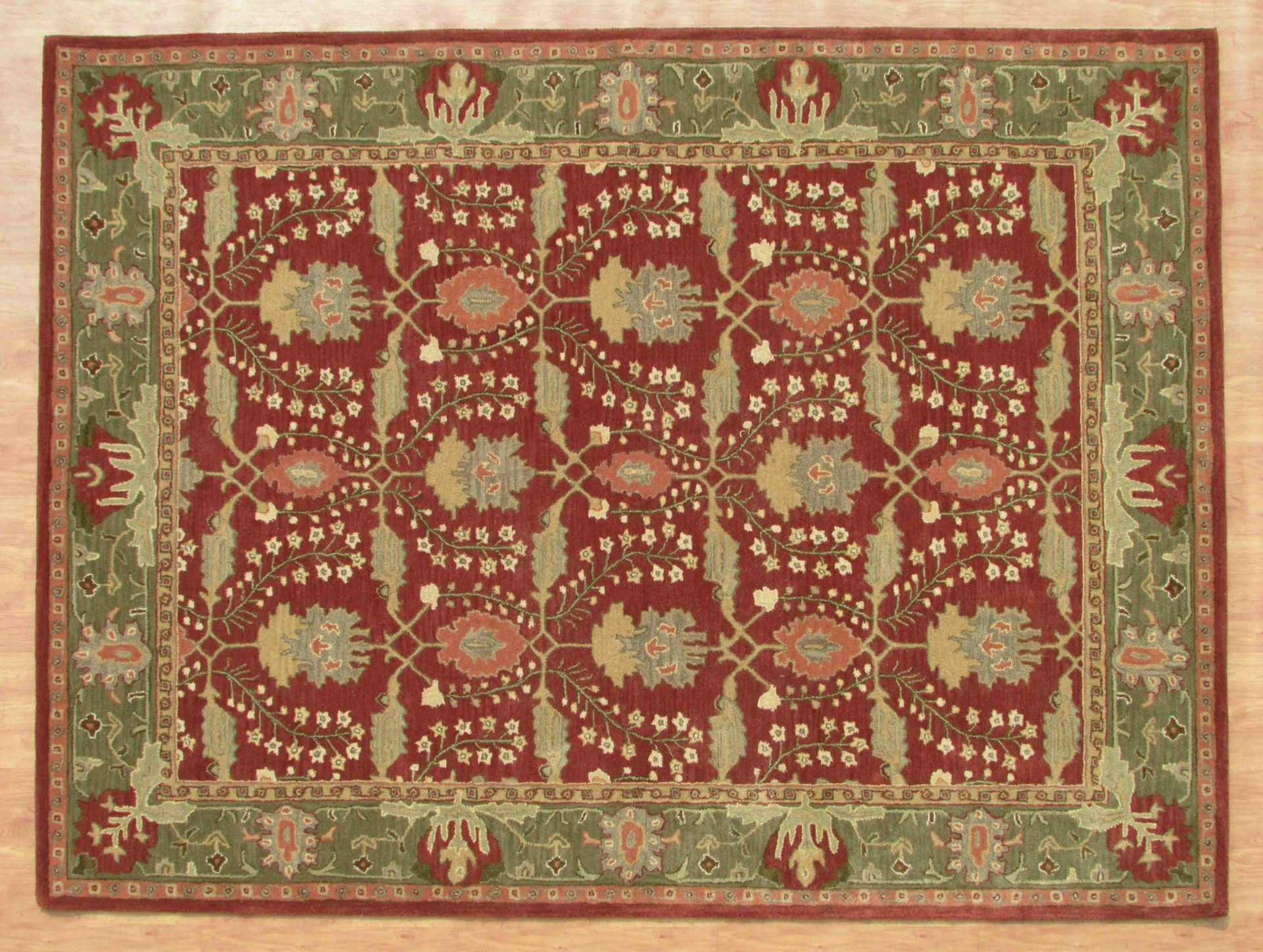 Traditional Persian area rug a stunning repeating pattern 100% wool hand tufted rug vibrant in