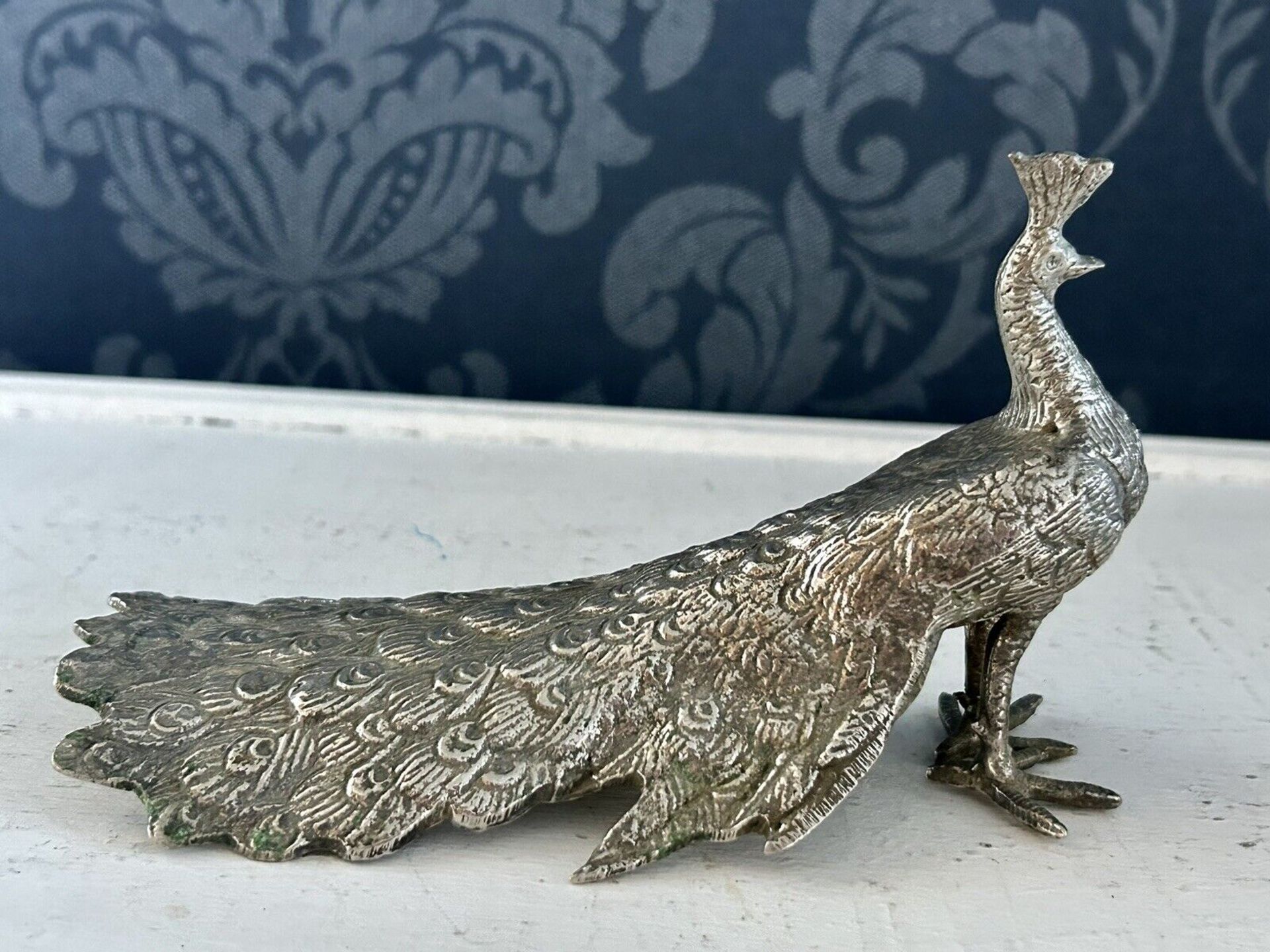 Italian Silver Plated Hollow Cast Table Centrepiece figurines Of Pheasants Male & Female Pair Male - Image 8 of 11