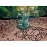 Ravello spiral glass Italian design ovoid coffee table a mid century design table with a light green