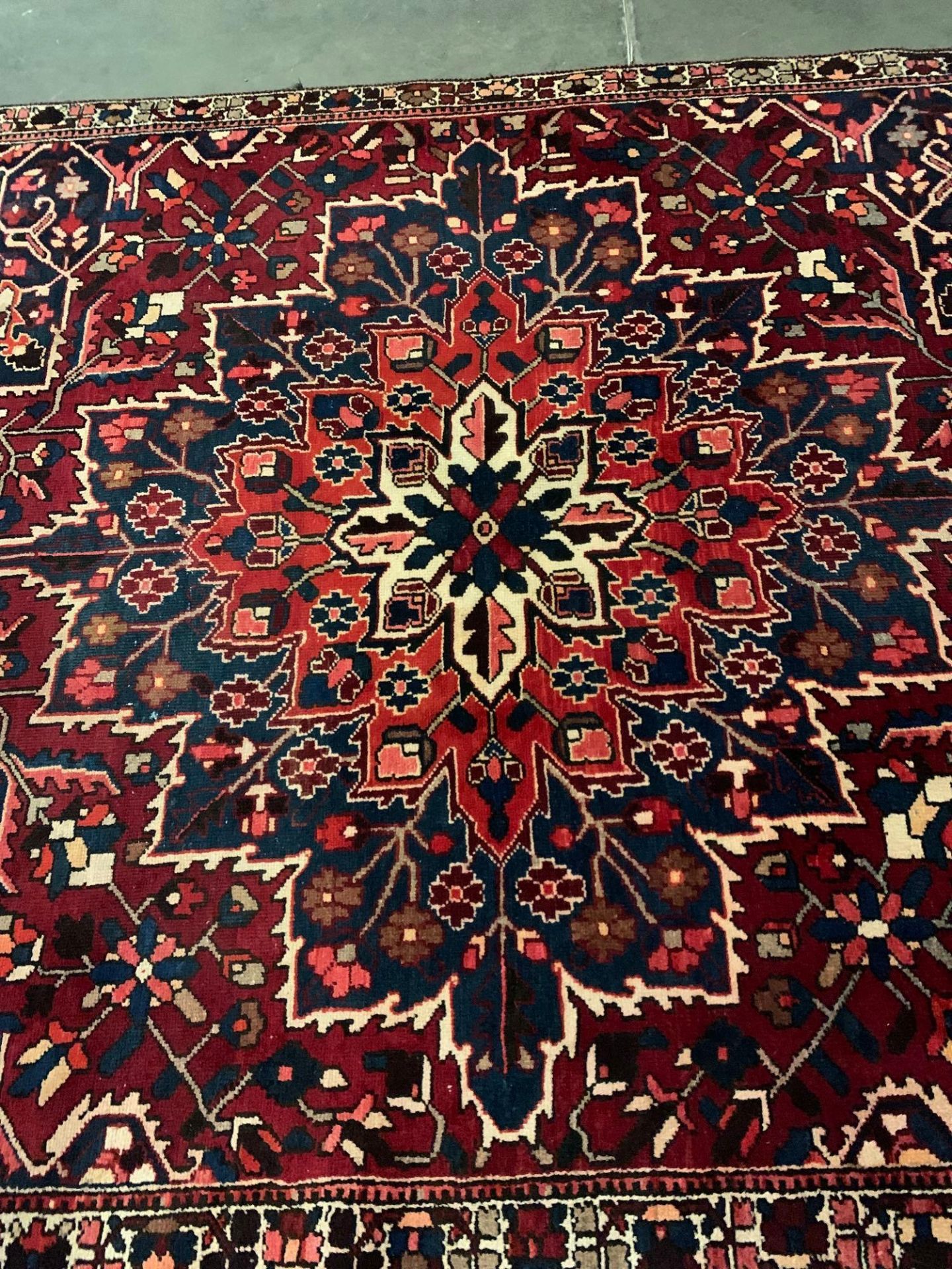Azerbaijani style  carpet wool pile quality and high artistic value hand made red ground with a - Image 4 of 8