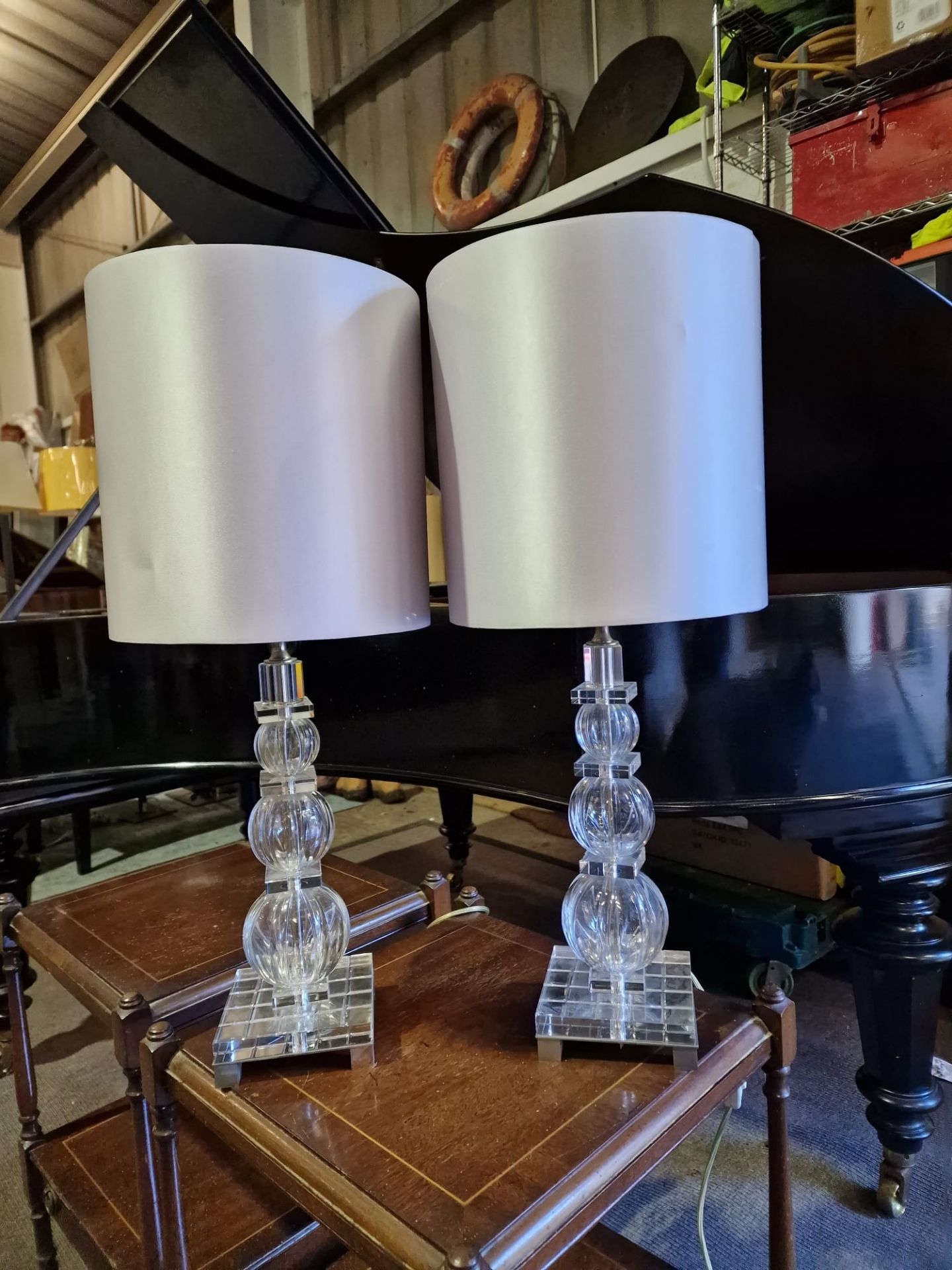 A pair of Laudarte Leo Mirai Collection Crystal table lamp with shade 68cm tall with shae