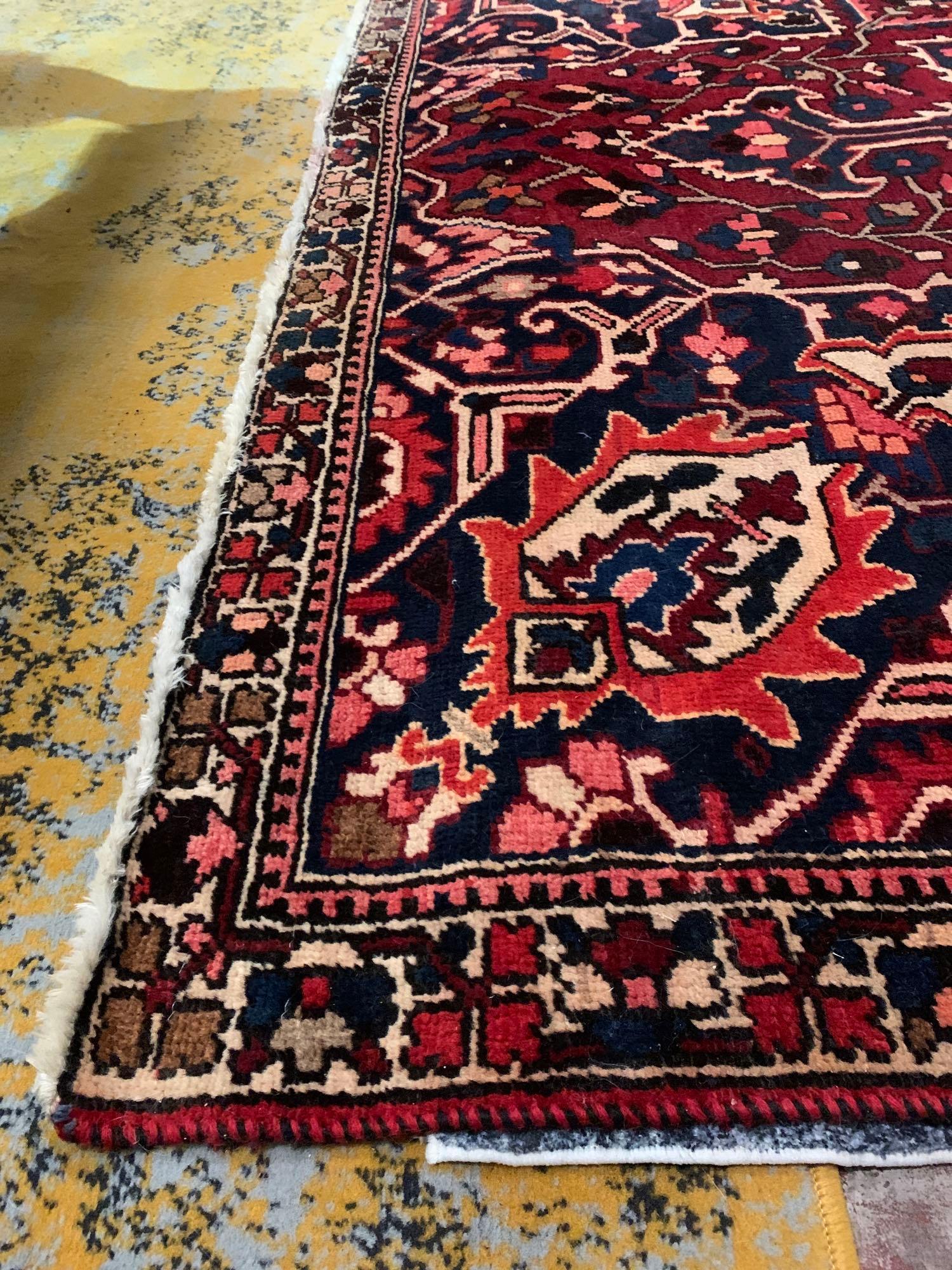 Azerbaijani style  carpet wool pile quality and high artistic value hand made red ground with a - Image 6 of 8