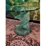 Ravello spiral glass Italian design side table a mid century design table with a light green