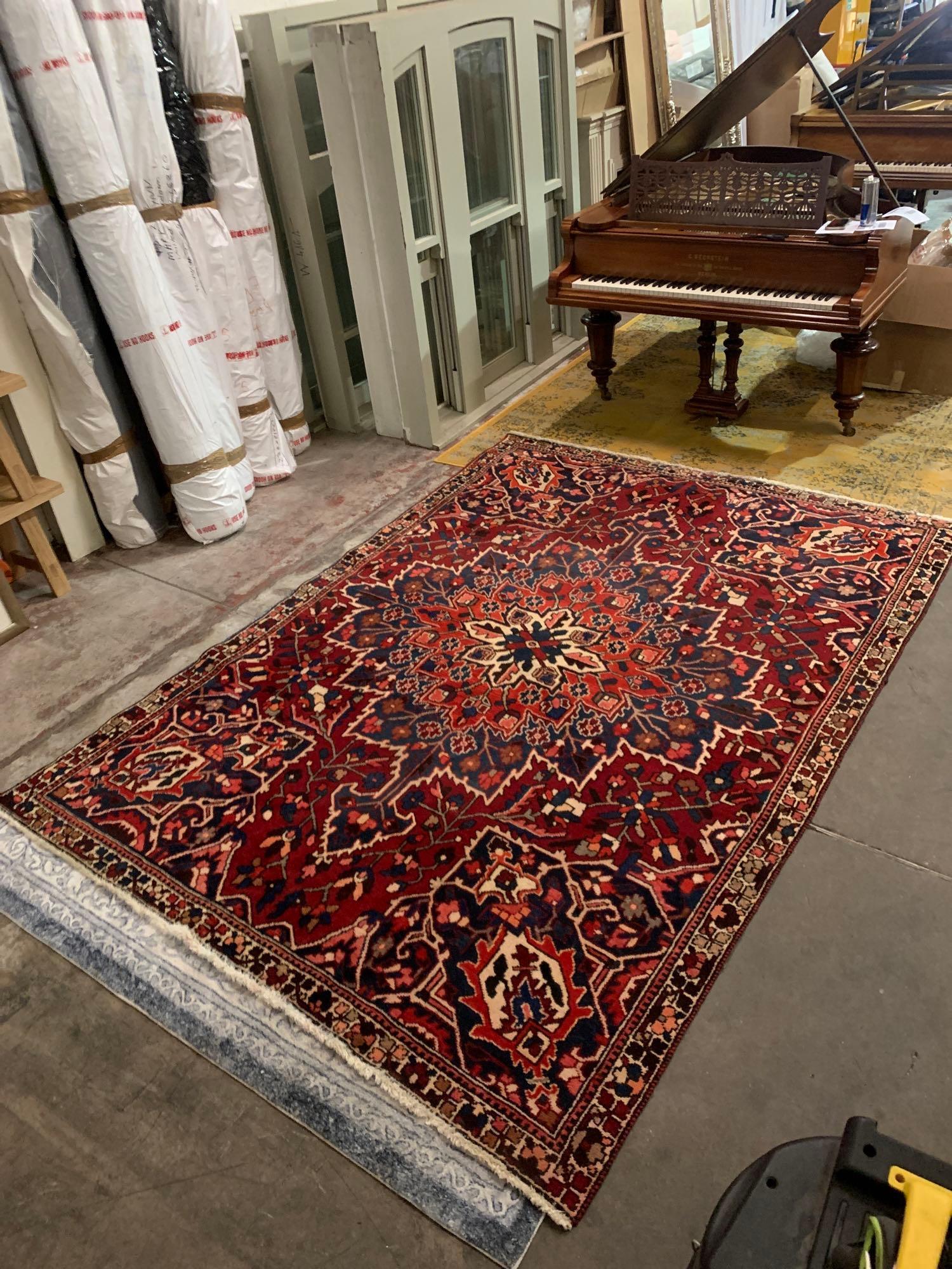 Azerbaijani style  carpet wool pile quality and high artistic value hand made red ground with a - Image 8 of 8