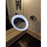 Illuminated shaving vanity mirror sturdy stainless-steel telescopic swing arm 20cm diameter