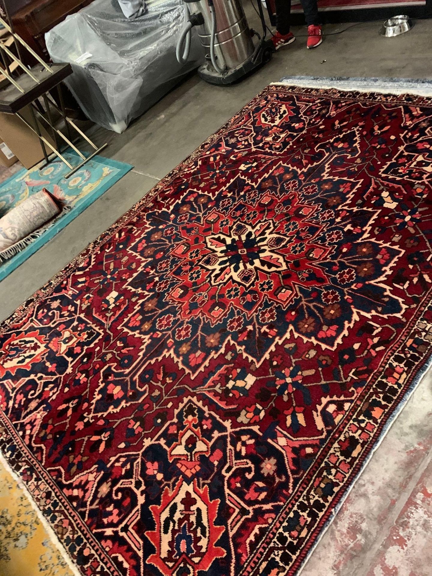 Azerbaijani style  carpet wool pile quality and high artistic value hand made red ground with a - Image 5 of 8