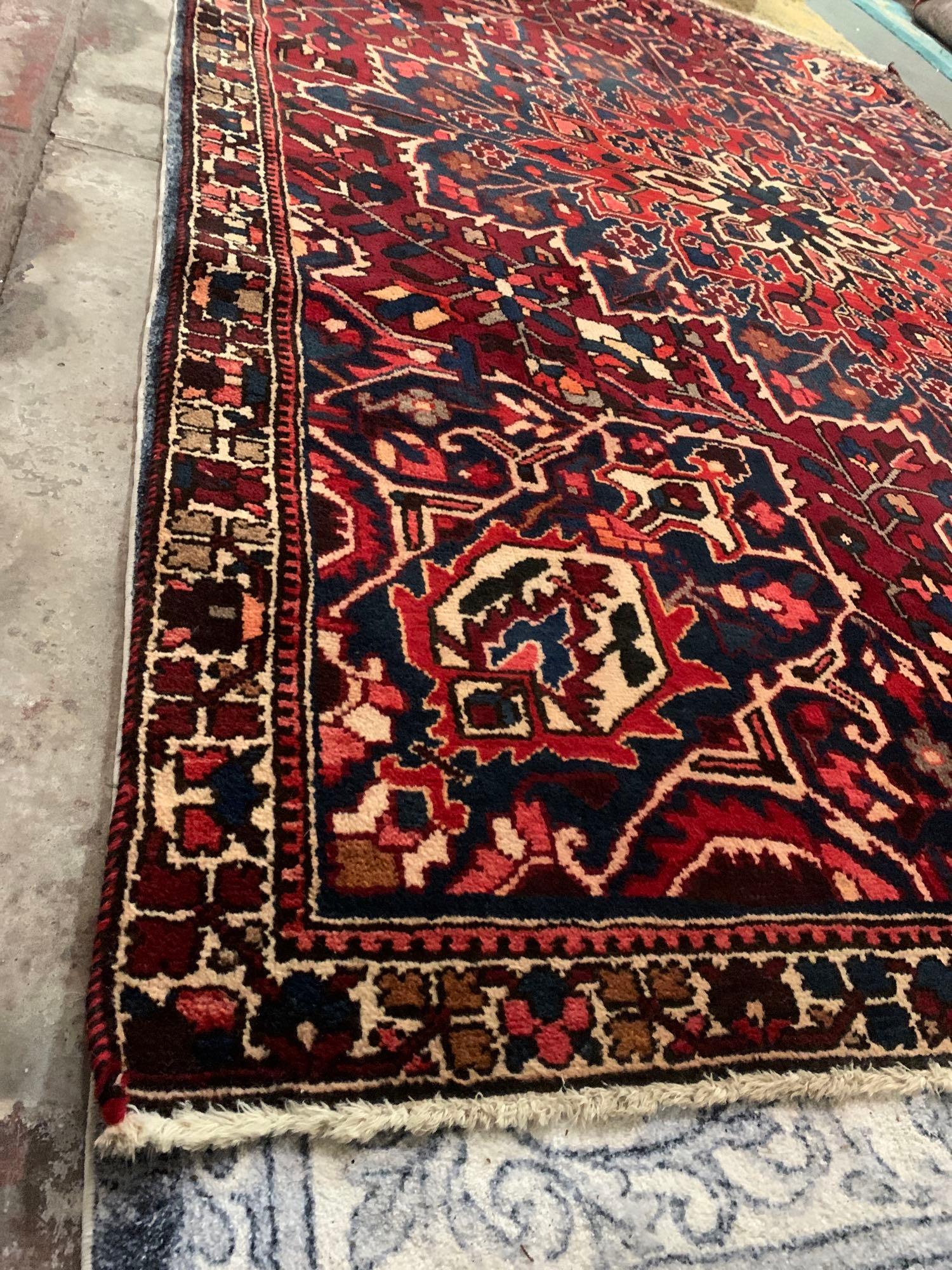 Azerbaijani style  carpet wool pile quality and high artistic value hand made red ground with a - Image 7 of 8