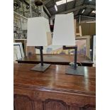 A Pair Of Sifra LMS400/ENG Table Lamps Metal Patinated With Cream Shade 60cm