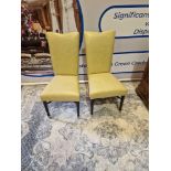 A Pair Of Cream & Olive Leather Dining Chairs With High Back 50 x 50 x 100cm
