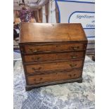 Georgian Oak Four Drawer Bureau The Cleated Fall  Supported By Pull Out Lopers  Opening To Reveal