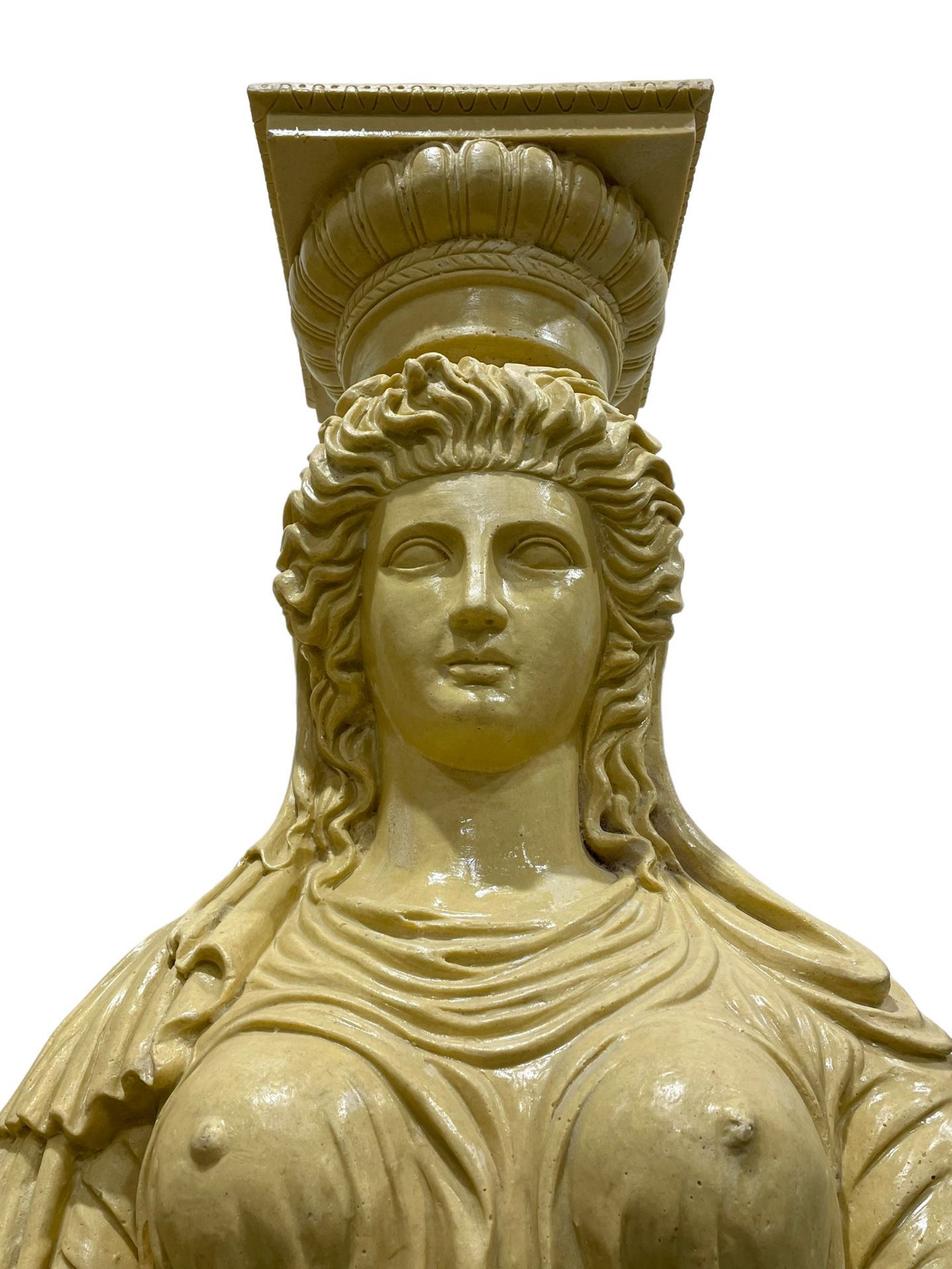 A Pair Of Greek Style Caryatid Columns, Square Top With Gadroon Underbelly, The Semi-Nude Female - Image 3 of 8