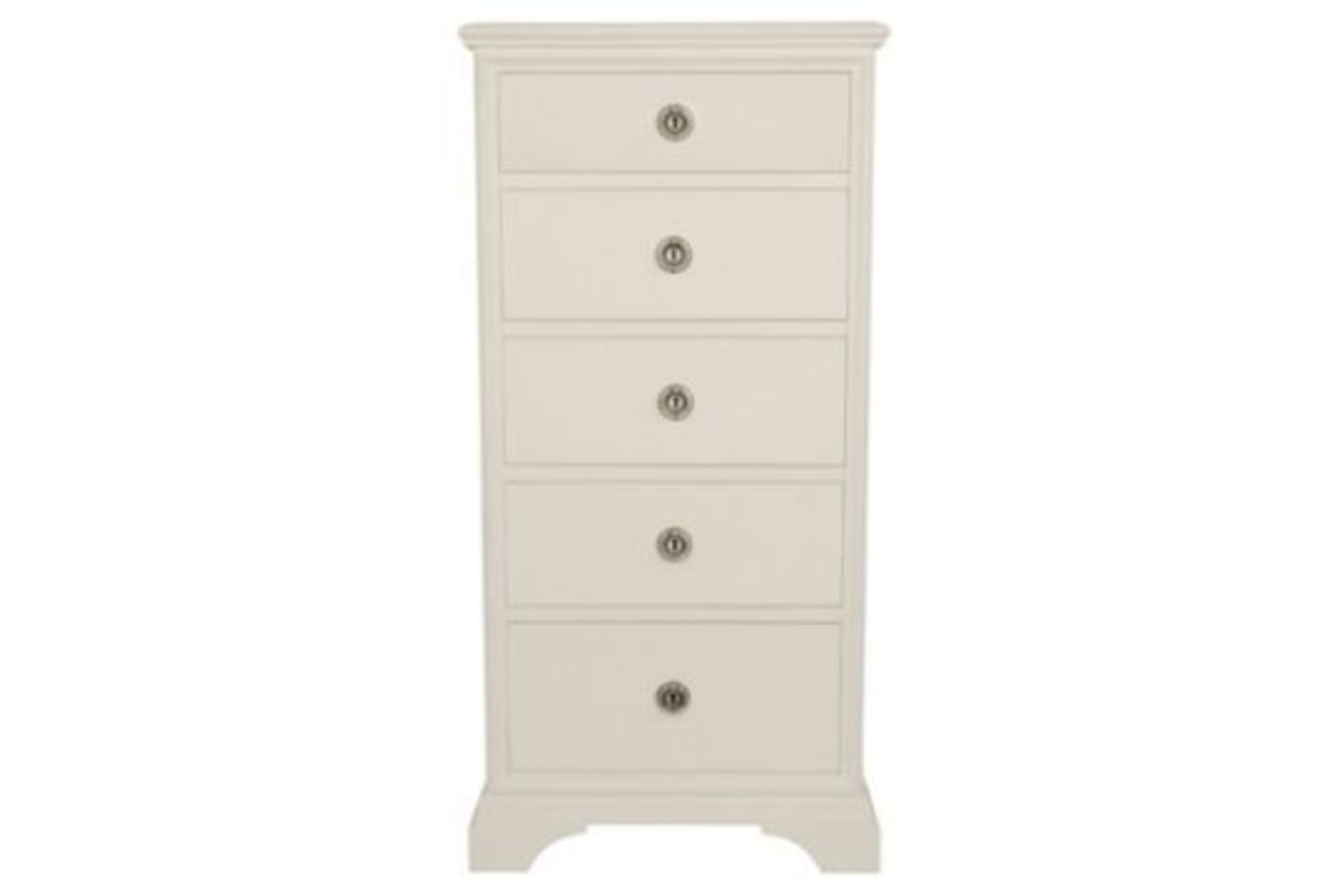 Laura Ashley Gabrielle Dove Grey 5 Drawer Tall Chest Boasting Classic French Design With A Hand