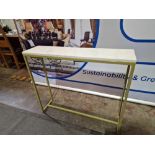 White Marble Top Shelving Unit Or Stand On A Powder Coated Brass Coloured Frame 100 x 25 x 85cm