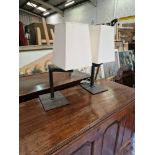 A Pair Of Sifra LMS400/ENG Table Lamps Metal Patinated With Cream Shade 60cm