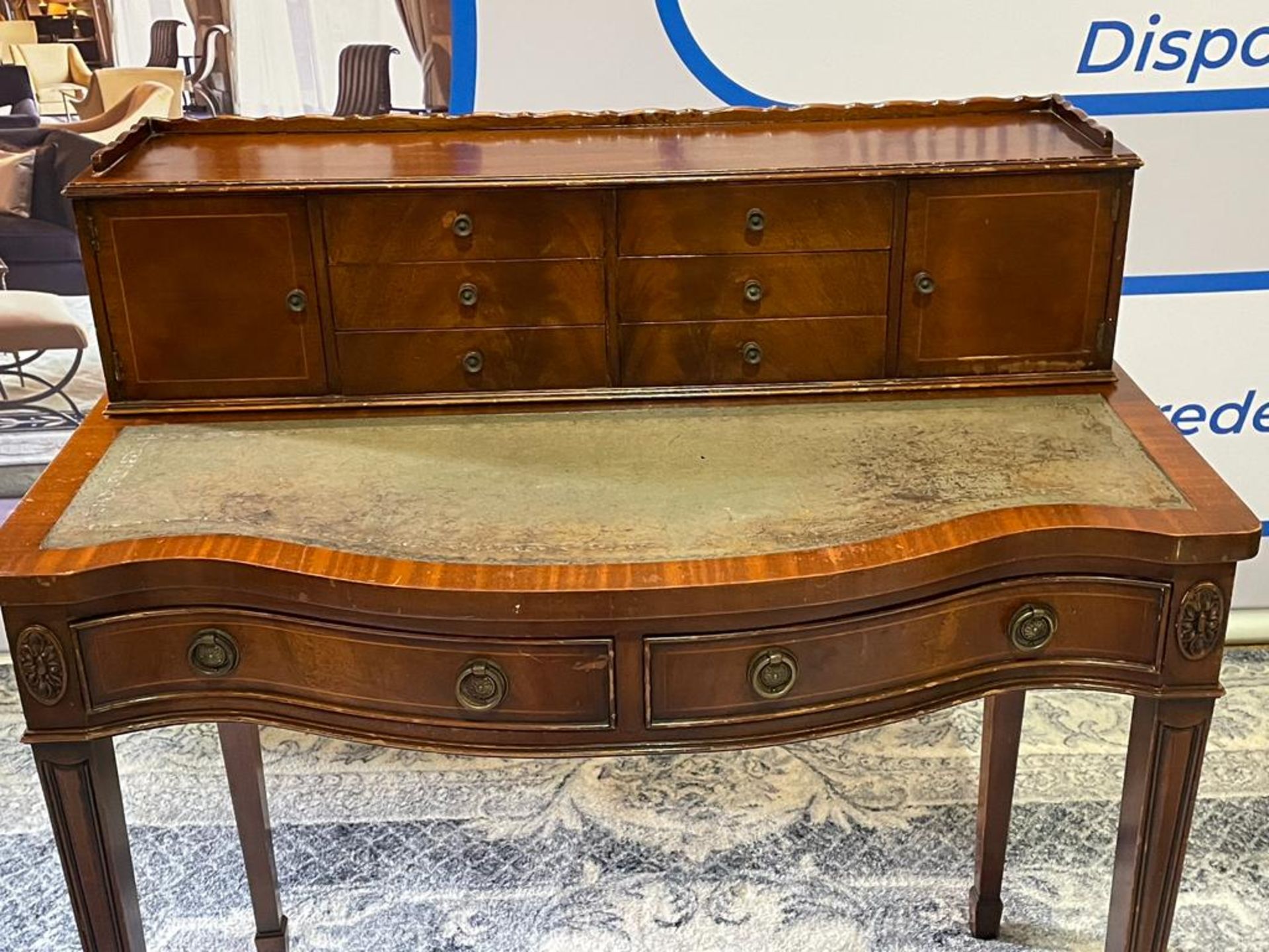 Cabinet Makers: H.& L. Epstein, London. Flame Mahogany Ladies Writing Desk - Superstructure Top With - Bild 5 aus 9