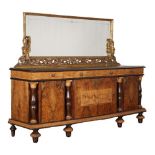 Alberto Pinto Antique Walnut  And Maple Chiffonier  The Oblong Mirrored Superstructure In A Giltwood