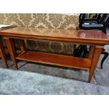 A Large Rosewood Console Or Hall Table With Lower Shelf The Top Inset With A Tempered Glass