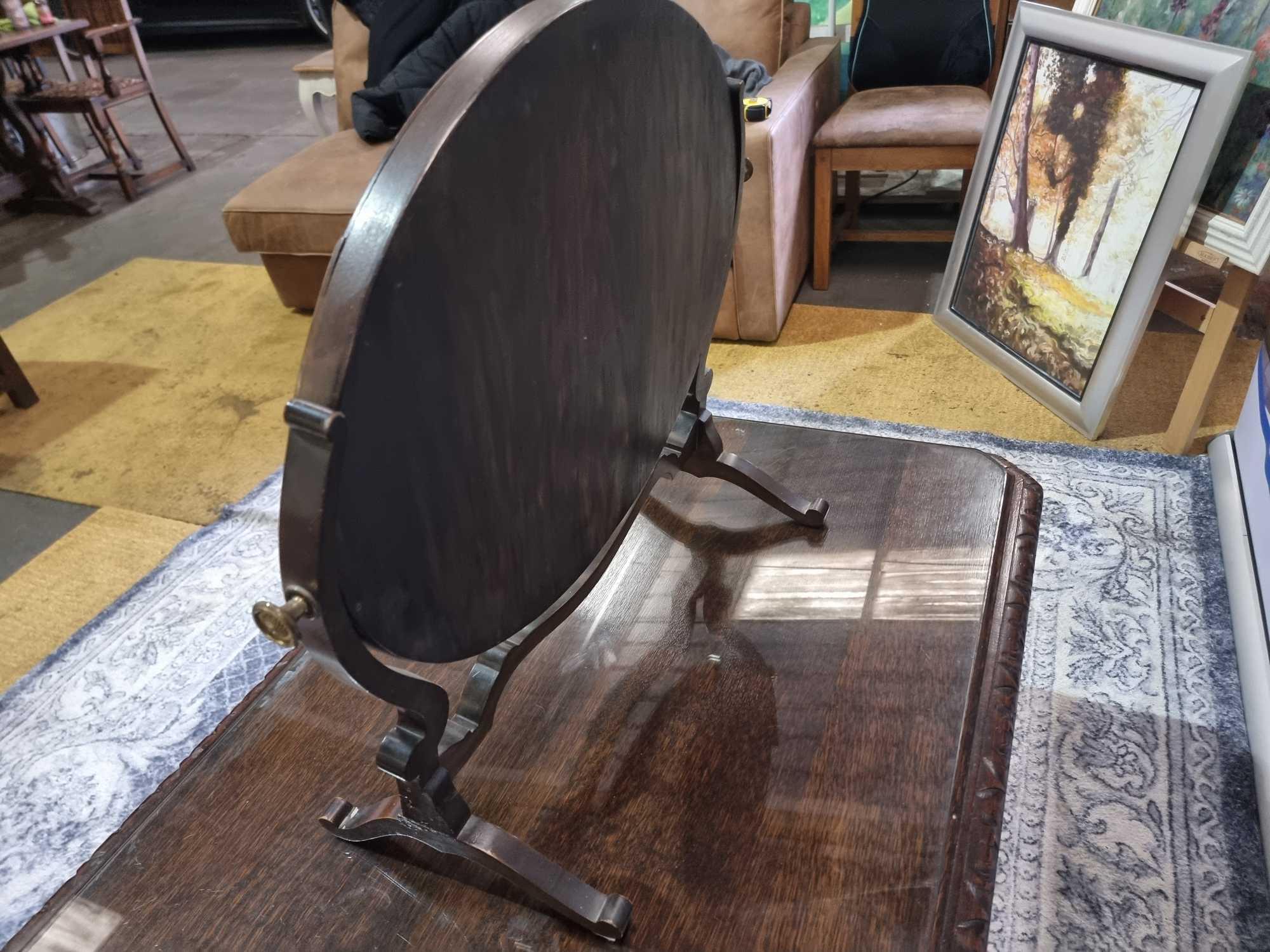 19th Century Georgian Mahogany Ovoid Swing Frame Dressing Table Mirror With Broass Mounts .66 x - Image 5 of 7