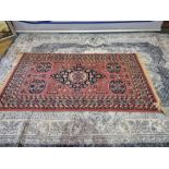 A Perdeh 100% Wool Rug The Central Field With Alternating Central And Stepped Medallions