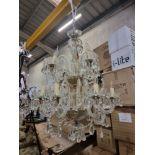 Large Two Tiered, 12 Light, Italian Bohemian Style Glass Arm Chandelier. A Very Beautiful And